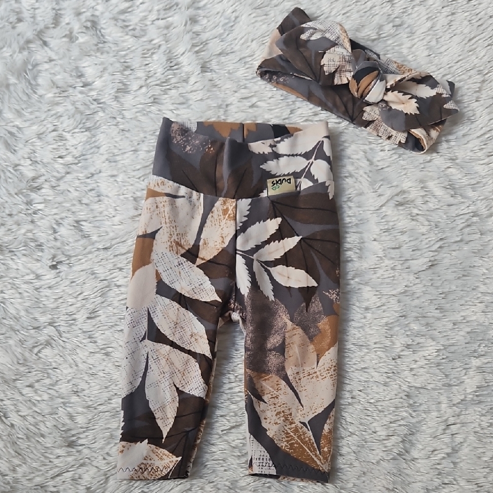 Leaf Print Leggings and Headband Set Baby